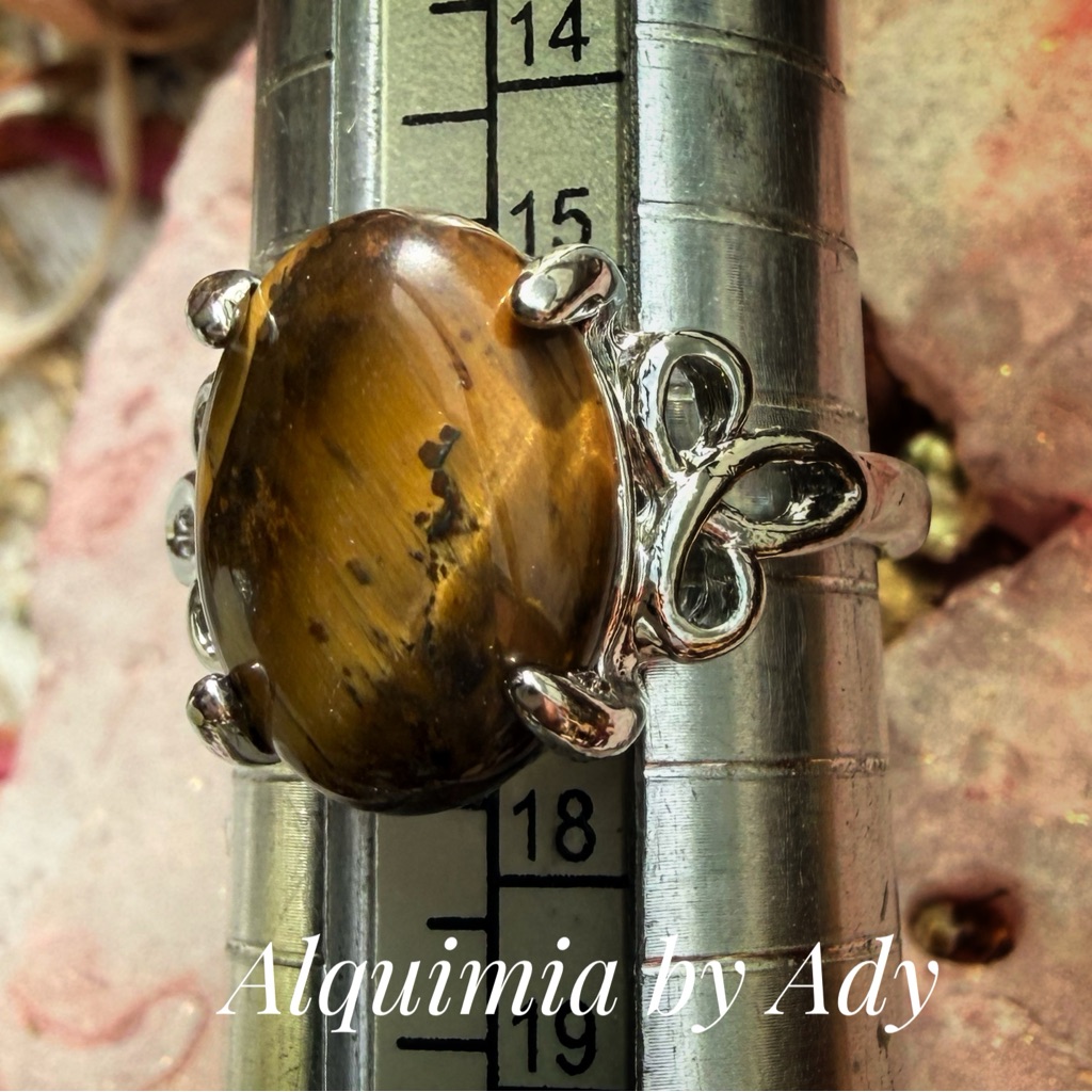 Tigers Eye Silver Ring Fleurdelis Band Statement Ring 45$